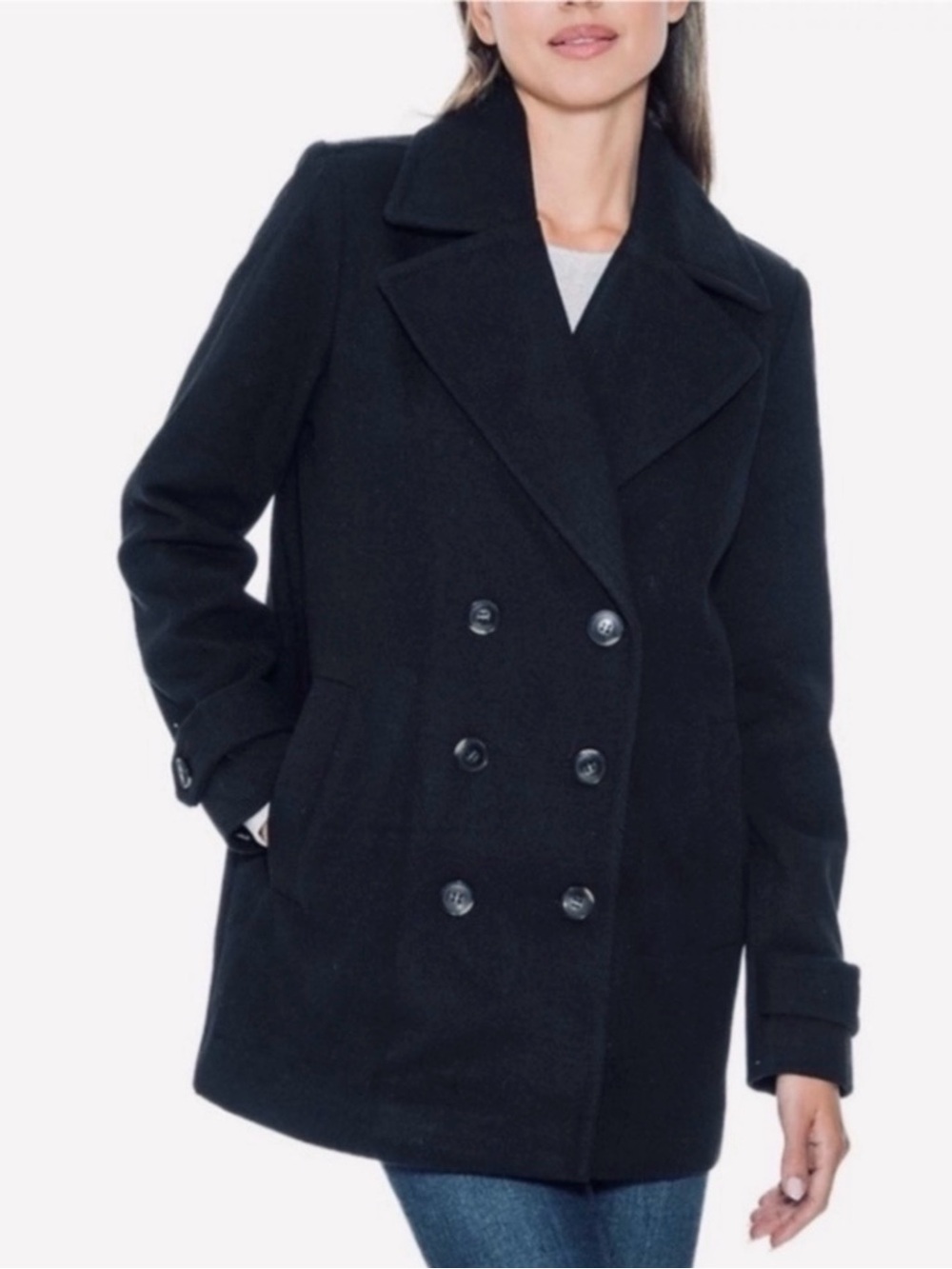 NEW Croft & Barrow Black Pea Coat Size XL & FREE NEW SCARF!!!